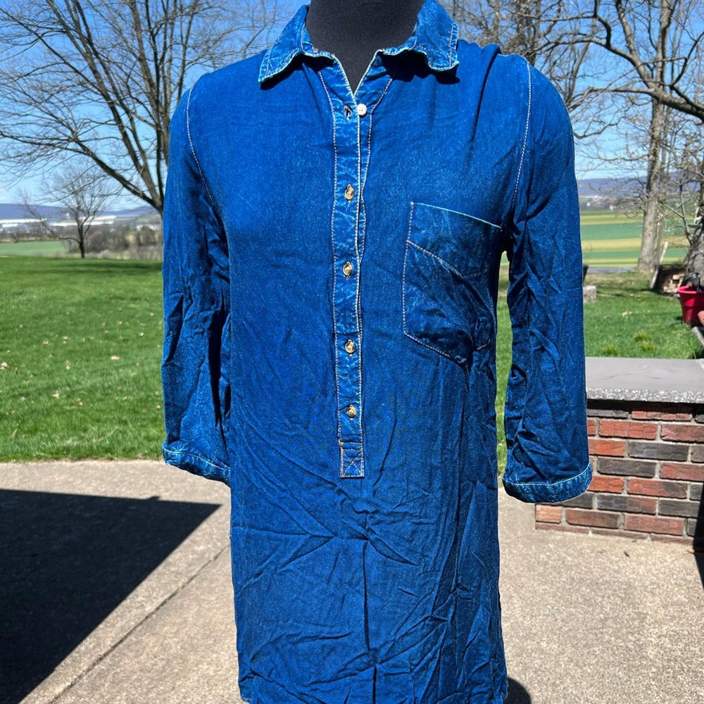 Long Sleeve Button Up Denim Dress